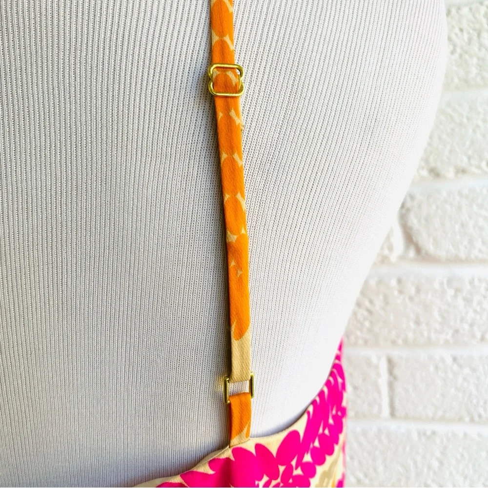 Trina Turk Silk Dress Anargosa Desert Mini Pink and Orange Patterned Size 8 - Picture 7 of 15